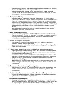 • 
HSE performance feedback shall be effective and address key issues. The feedback 
shall include HSE incidents and occupati