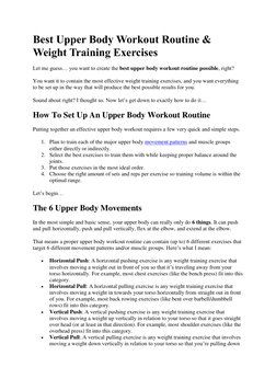 Best Upper Body Workout Routine & 
Weight Training Exercises 
Let me guess… you want to create the best upper body workout ro