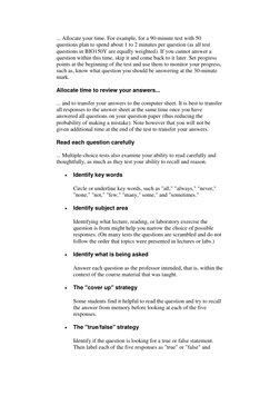... Allocate your time. For example, for a 90-minute test with 50 
questions plan to spend about 1 to 2 minutes per question