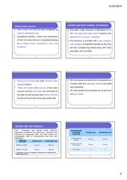 15-04-2014 
2 
7 
Chassis body structure 
•
 Body weight and Payload are considered as 
uniformly distributed load. 
•
Consid