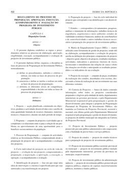 REGULAMENTO DO PROCESSO DE
PREPARAÇÃO, APROVAÇÃO, EXECUÇÃO,
ACOMPANHAMENTO E AVALIAÇÃO DO
PROGRAMA DE INVESTIMENTO
PÚBLICO
CA