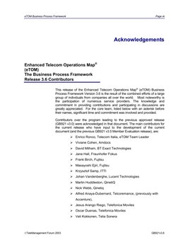 eTOM Business Process Framework 
Page vii 
Acknowledgements 
Enhanced Telecom Operations Map® 
(eTOM) 
The Business Process F