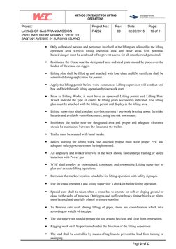 Lifting Method Statement for Gas Pipeline | PDF | Occupational Safety ...