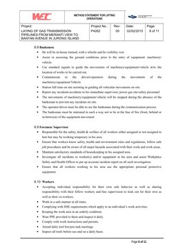Lifting Method Statement for Gas Pipeline | PDF | Occupational Safety ...