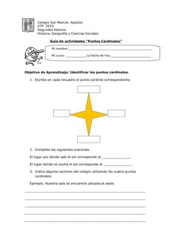 Guía de Actividades: Puntos Cardinales | PDF | Crecimiento personal y ...