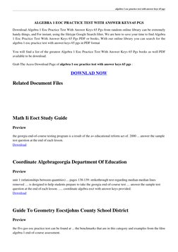 algebra 1 eoc practice test with answer keys 65 pgs
 
ALGEBRA 1 EOC PRACTICE TEST WITH ANSWER KEYS 65 PGS
Download (http://pd