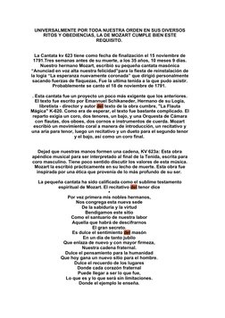 UNIVERSALMENTE POR TODA NUESTRA ORDEN EN SUS DIVERSOS 
RITOS Y OBEDIENCIAS, LA DE MOZART CUMPLE BIEN ESTE 
REQUISITO. 
La Can