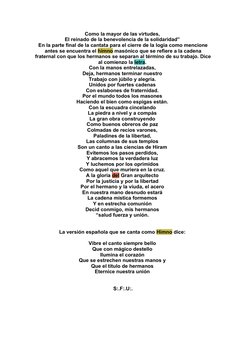 Como la mayor de las virtudes, 
El reinado de la benevolencia de la solidaridad” 
En la parte final de la cantata para el cie