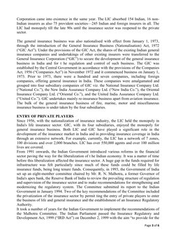 Page 3 of 6 
 
Corporation came into existence in the same year. The LIC absorbed 154 Indian, 16 non-
Indian insurers as also