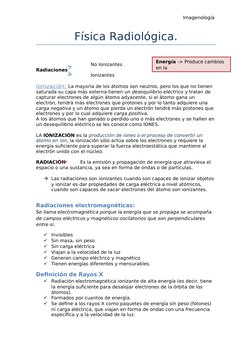 Imagenología 
Física Radiológica.
                                     No Ionizantes
Radiaciones