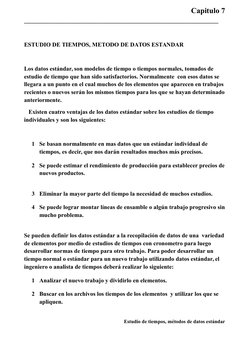 Capitulo 7
───────────────────────────────────────────────────────────
ESTUDIO DE TIEMPOS, METODO DE DATOS ESTANDAR
Los datos