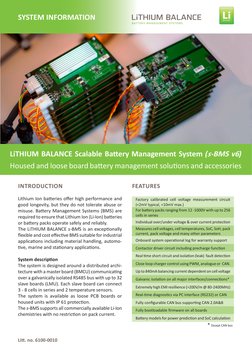 SYSTEM INFORMATION
LiTHIUM BALANCE Scalable Battery Management System (s-BMS v6) 
Housed and loose board battery management