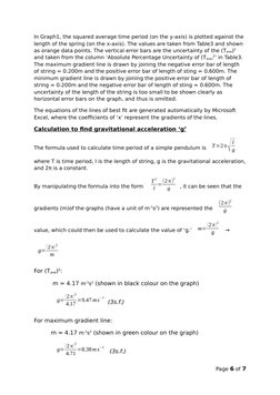 In Graph1, the squared average time period (on the y-axis) is plotted against the 
length of the spring (on the x-axis). The