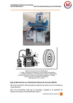UNIVERSIDAD TÉCNICA DE COTOPAXI
TALLER MECÁNICO II                               RECTIFICADORAS MANUALES DE PRECISIÓN 
______