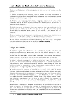 Introdução ao Trabalho da Sombra Humana 
 
4 A Sombra Humana  - © Ângela Antunes, 2015 
 
Escondemos fraquezas e falhas, esfo
