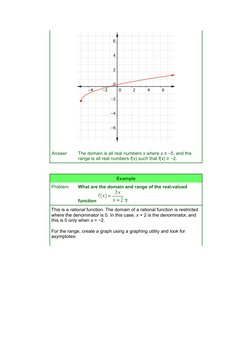 Answer
The domain is all real numbers x where x ≥ −5, and the 
range is all real numbers f(x) such that f(x) ≥ −2.
 
 
Exam