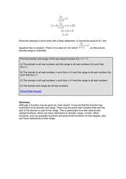 Since the attempt to solve ends with a false statement—0 cannot be equal to 6!—the 
equation has no solution. There is no v