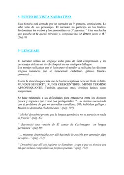 8- PUNTO DE VISTA NARRATIVO 
Esta historia está contada por un narrador en 3ª persona, omnisciente. Lo 
sabe  todo  de  sus