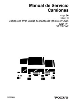 Manual de Servicio
Camiones
Grupo 36
Edición 04
Códigos de error, unidad de mando de vehículo (VECU)
MID 144
VERSION2
20 0254