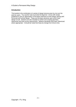 A Guide to Permanent Way Design  
 
Introduction 
 
This booklet is the combination of a series of design lectures given by m