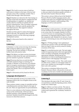 INTRODUCTION
Stage 1: The Lead-in exercise aims to build up 
motivation in relation to the topic of the text and 
generate so