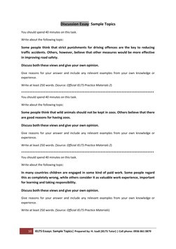 10 
IELTS Essays: Sample Topics| Prepared by: H. Izadi (IELTS Tutor) | Cell phone: 0936 861 0879 
 
Discussion Essay: Sampl