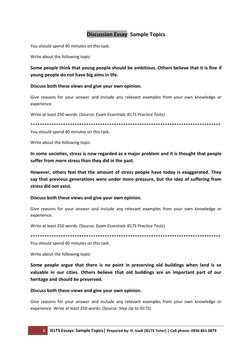 6 
IELTS Essays: Sample Topics| Prepared by: H. Izadi (IELTS Tutor) | Cell phone: 0936 861 0879 
 
Discussion Essay: Sample
