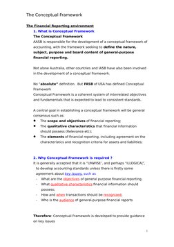 The Conceptual Framework                                    
The Financial Reporting environment
1. What is Conceptual Framew