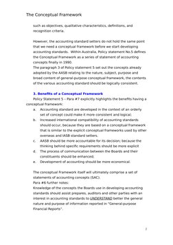 The Conceptual Framework                                    
such as objectives, qualitative characteristics, definitions, an