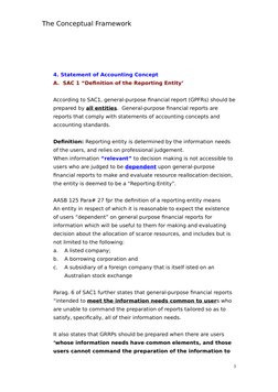 The Conceptual Framework                                    
4. Statement of Accounting Concept
A.  SAC 1 “Definition of the