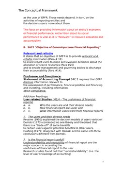 The Conceptual Framework                                    
as the user of GPFR. Those needs depend, in turn, on the 
activi