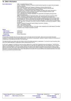 Other information
16 .
AMP = Acceptable Maximum Peak
ACGIH = American Conference of Governmental Industrial Hygienists, an ag