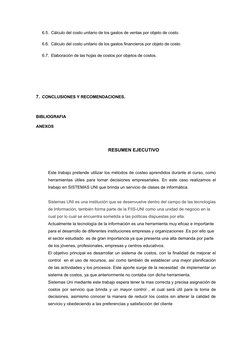 6.5. Cálculo del costo unitario de los gastos de ventas por objeto de costo.
6.6. Cálculo del costo unitario de los gastos fi
