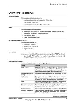 Overview of this manual
About this manual
This manual contains instructions for:
•
mechanical and electrical installation of