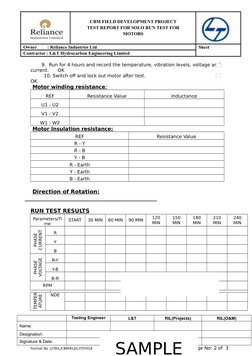 Motor Rotation Test Report Form Solo Run Test Report for Motors | PDF | Electric Motor | Switch