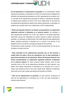 CONTABILIDAD Y FINANZAS .
y/o de exportación y a operaciones no gravadas: Si un contribuyente, realiza
operaciones gravadas y