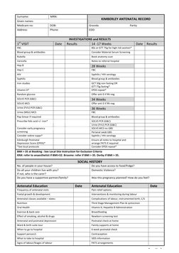 Kimberley Antenatal Record Card | PDF | Childbirth | Prenatal Development