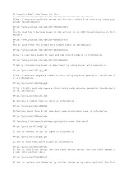 Informatica Real time Scenarios List
---------------------------------------------------------------
1)How to Separate duplic