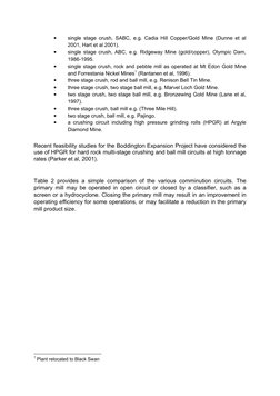 • 
single stage crush, SABC, e.g. Cadia Hill Copper/Gold Mine (Dunne et al 
2001, Hart et al 2001). 
• 
single stage crush, A