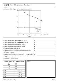 S.2 Geography – Map Reading 
 
WS P. 2 
PART 2 Grid References and Directions 
Task 2A. 
Instructions: Study Map A and answer