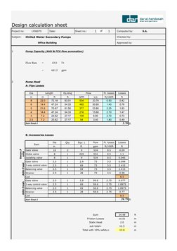 Chilled Water Pump Design Calculations | PDF | Technology & Engineering