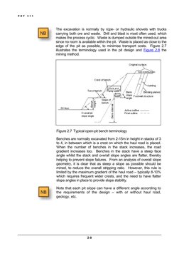 P D Y  3 1 1  
The excavation is normally by rope- or hydraulic shovels with trucks 
carrying both ore and waste.  Drill and