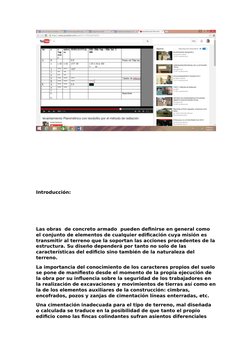 Introducción:
Las obras  de concreto armado  pueden definirse en general como 
el conjunto de elementos de cualquier edificac