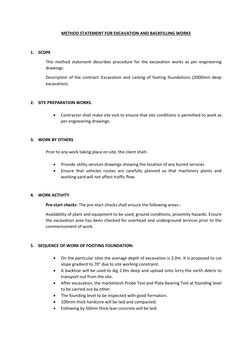 Excavation and Backfilling Method Statement | PDF | Excavation ...