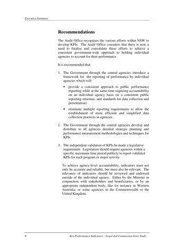 Executive Summary
6
Key Performance Indicators – Legal Aid Commission Case Study
Recommendations
The Audit Office recognises