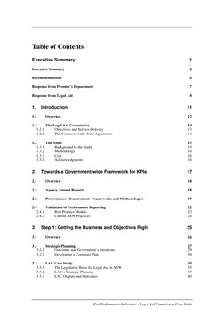 Key Performance Indicators – Legal Aid Commission Case Study
Table of Contents
Executive Summary
1
Executive Summary
2
Recomm