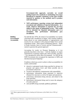 Executive Summary
Key Performance Indicators – Legal Aid Commission Case Study 
3
Government-wide 
approach, 
currently, 
no