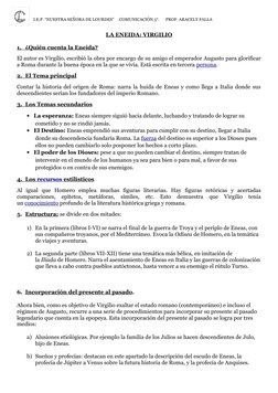 I.E.P. “NUESTRA SEÑORA DE LOURDES”     COMUNICACIÓN 5°.
PROF. ARACELY FALLA 
LA ENEIDA: VIRGILIO
1.
      ¿Quién cuenta la En