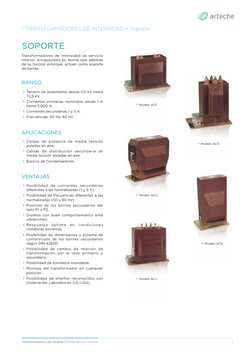 7
Transformadores de medida | Media tensión interior
Transformadores de intensidad de servicio 
interior, encapsulado en resi