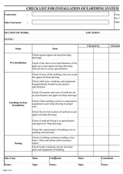 Earthing System Installation Checklist | PDF | Electrical Resistance ...